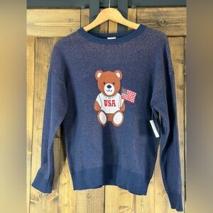 Navy Bear Graphic Sweater